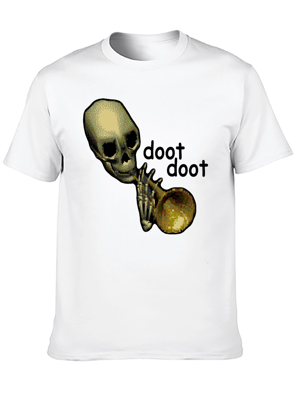 Doot Doot Skeleton Trumpet Black T-Shirt