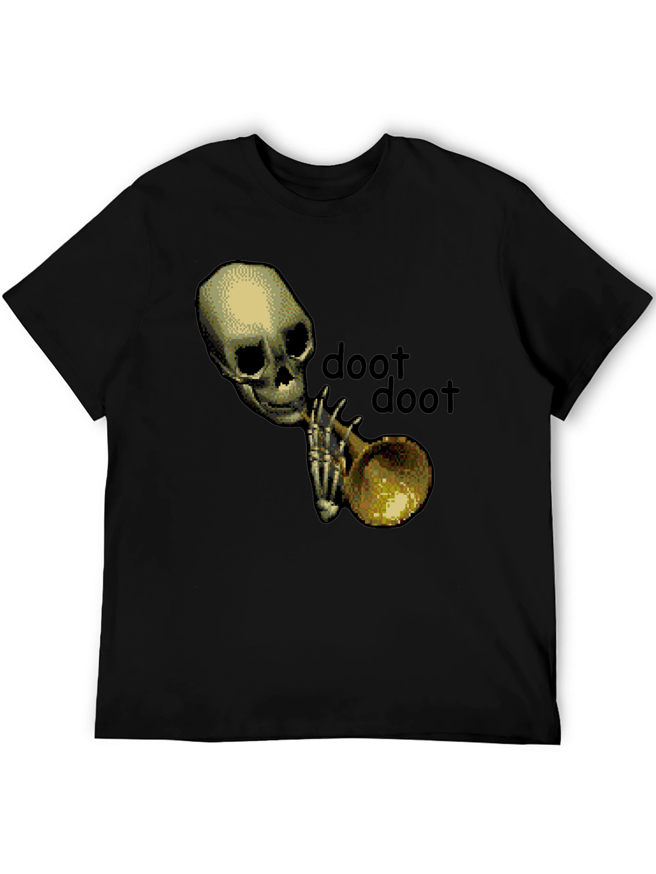 Doot Doot Skeleton Trumpet Black T-Shirt