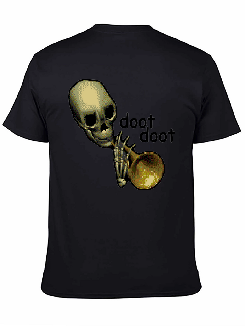 Doot Doot Skeleton Trumpet Black T-Shirt