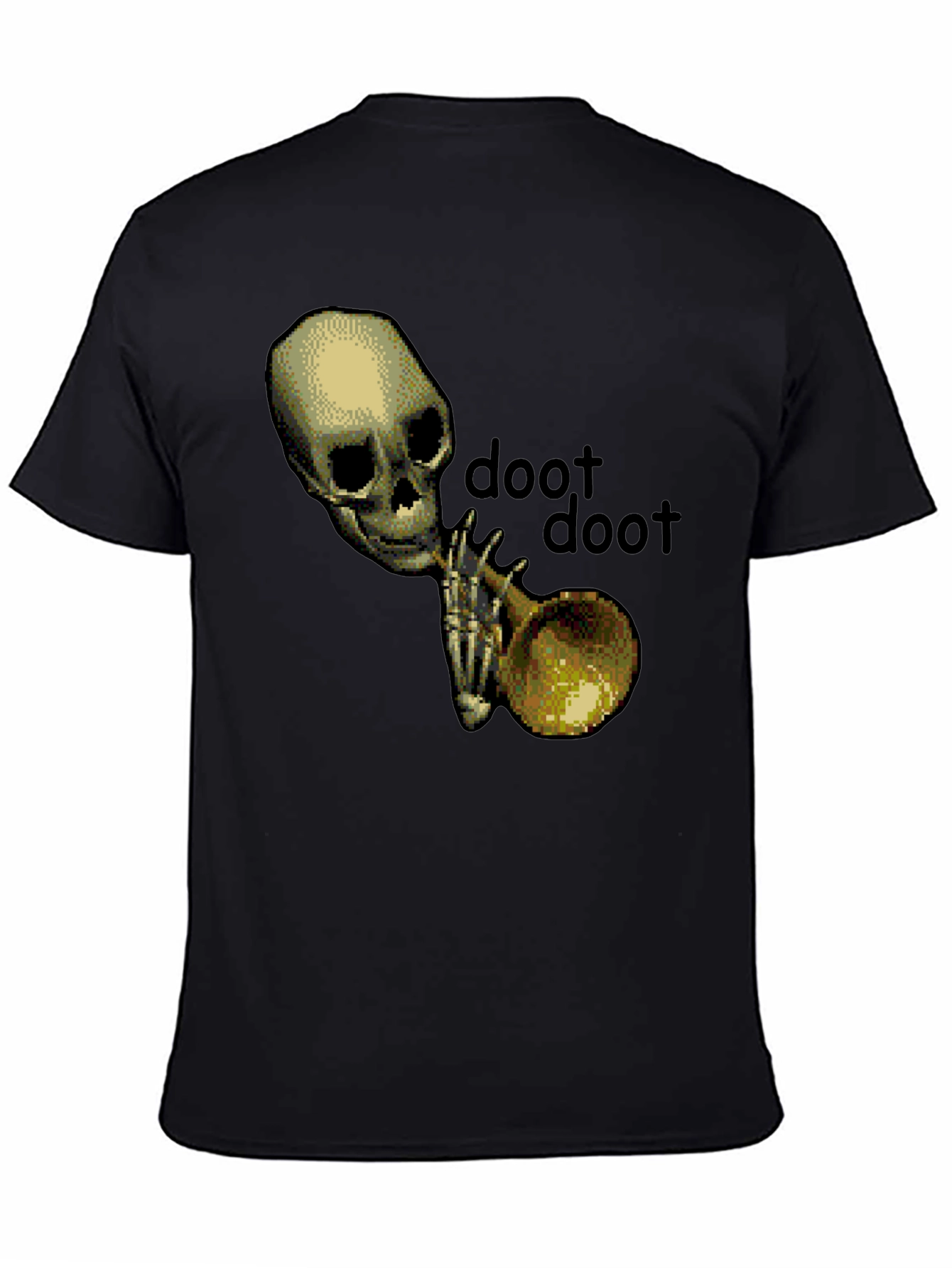 Doot Doot Skeleton Trumpet Black T-Shirt