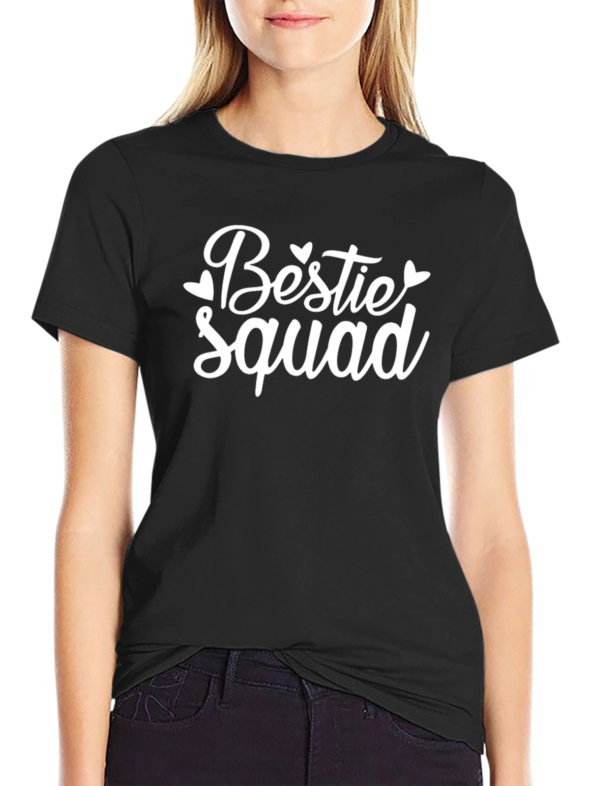Bestie Squad Black Crew Neck T-Shirt