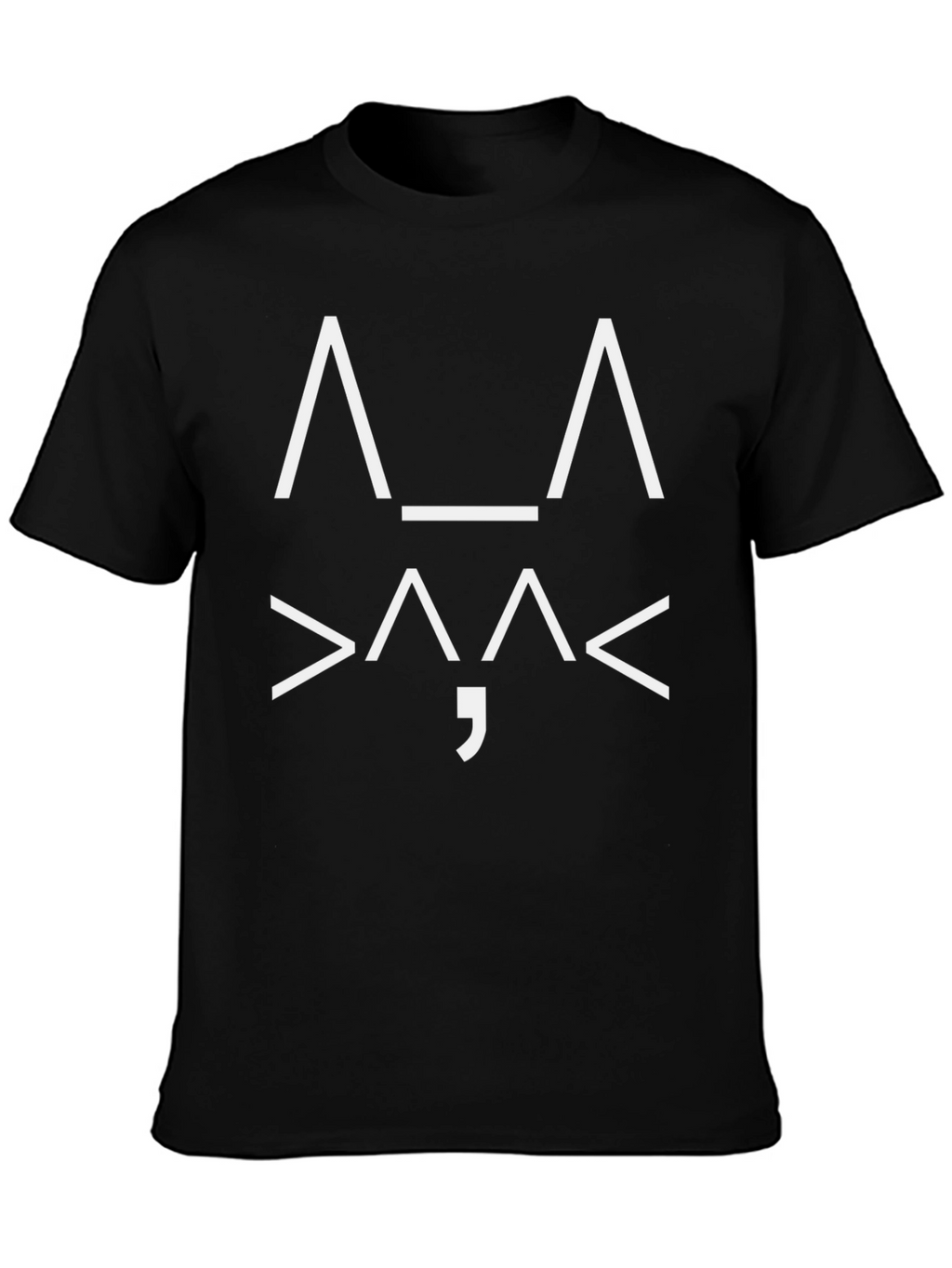 Black T-Shirt with ASCII Cat Face Design