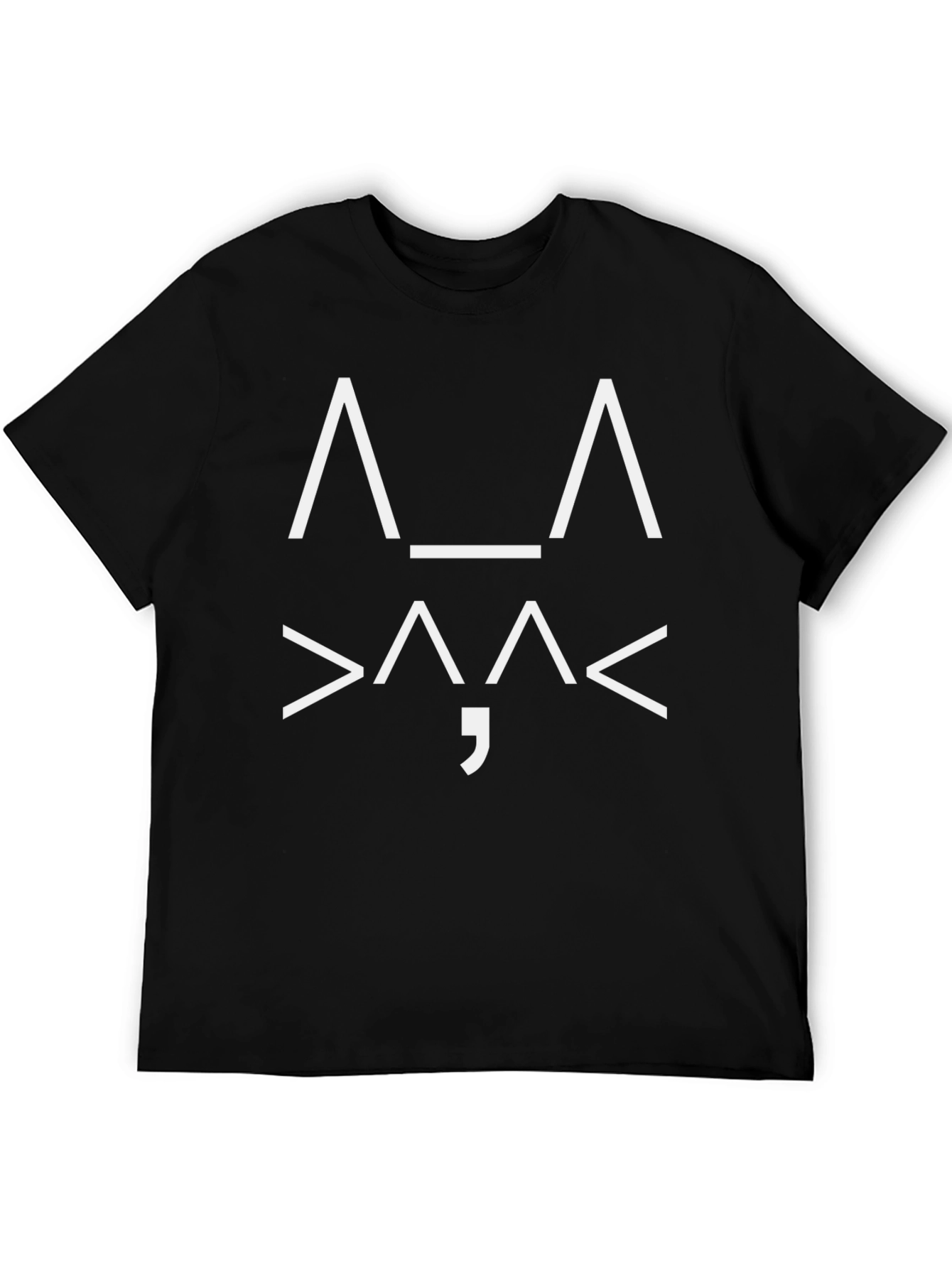 Black T-Shirt with ASCII Cat Face Design