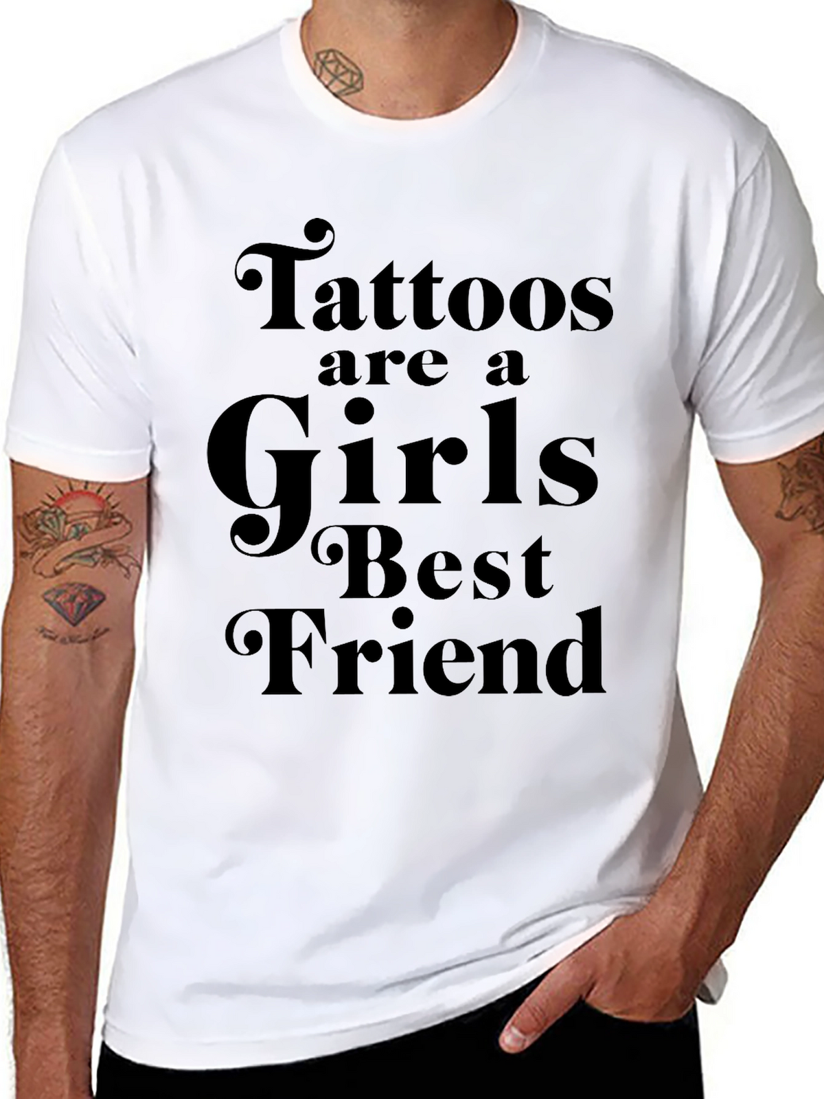 Tattoos Are A Girls Best Friend Black T-Shirt
