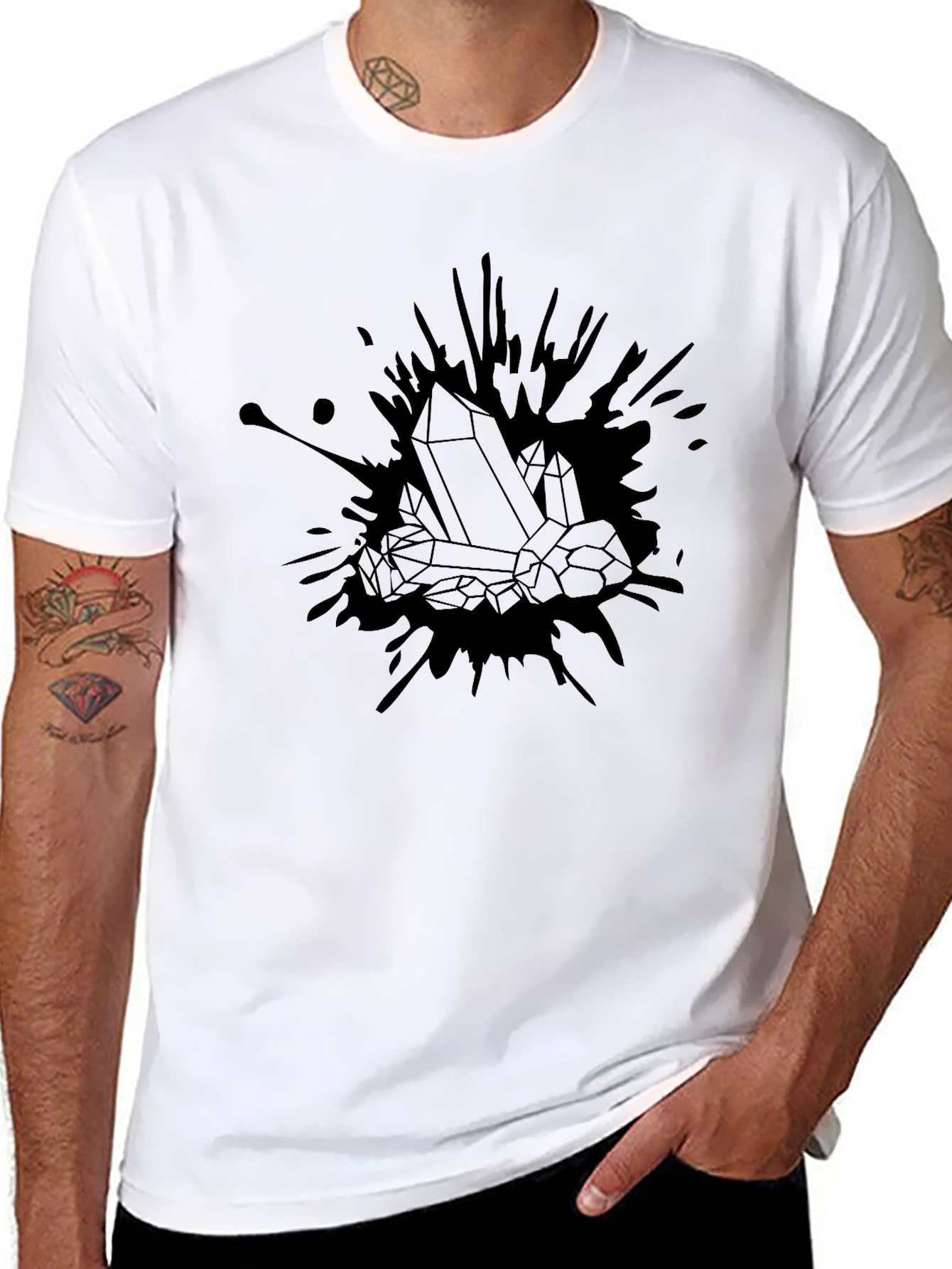 Crystal Splatter Graphic Black T-Shirt