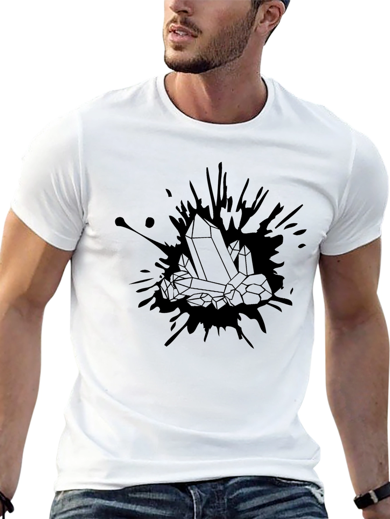 Crystal Splatter Graphic Black T-Shirt