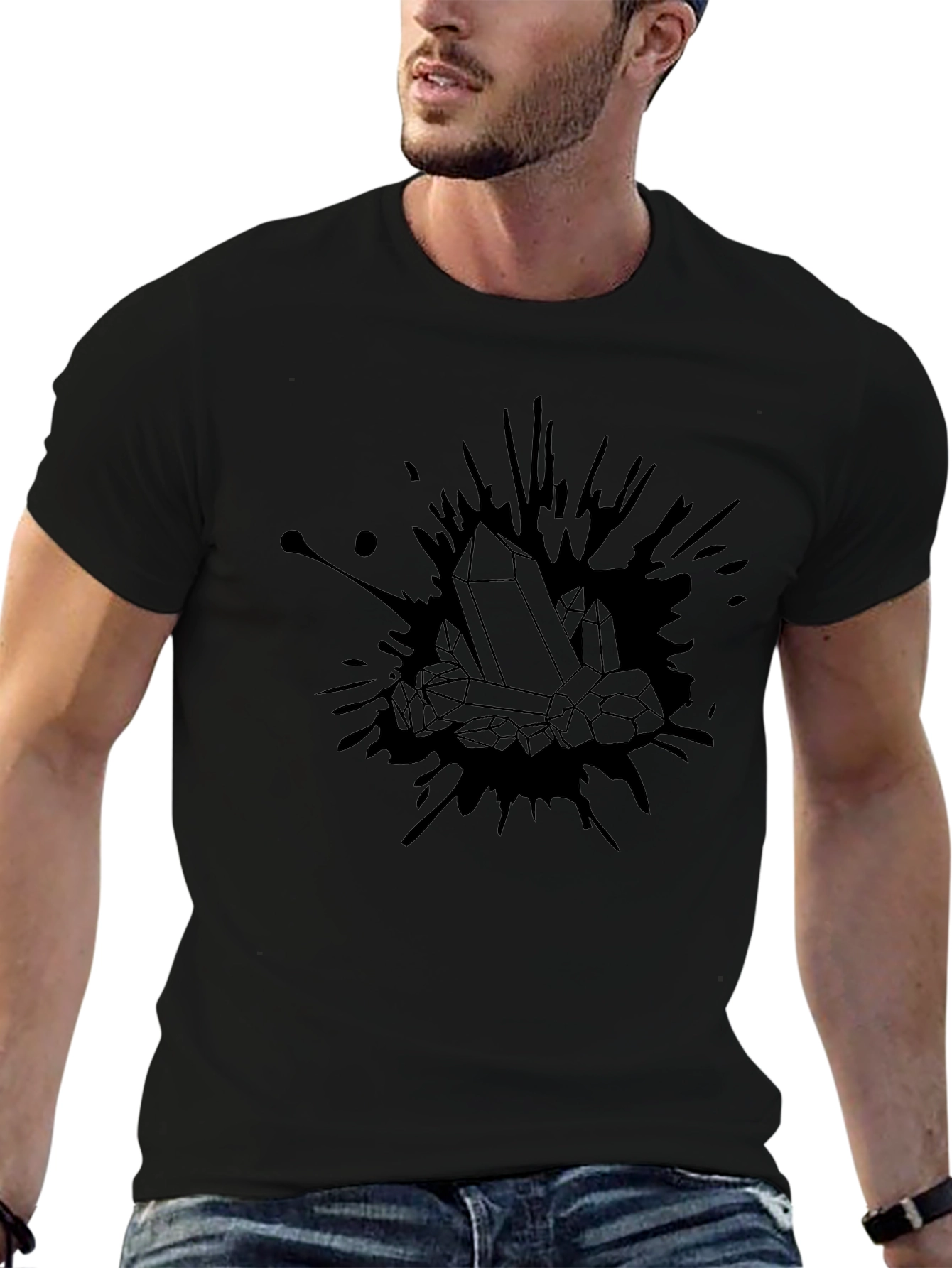 Crystal Splatter Graphic Black T-Shirt