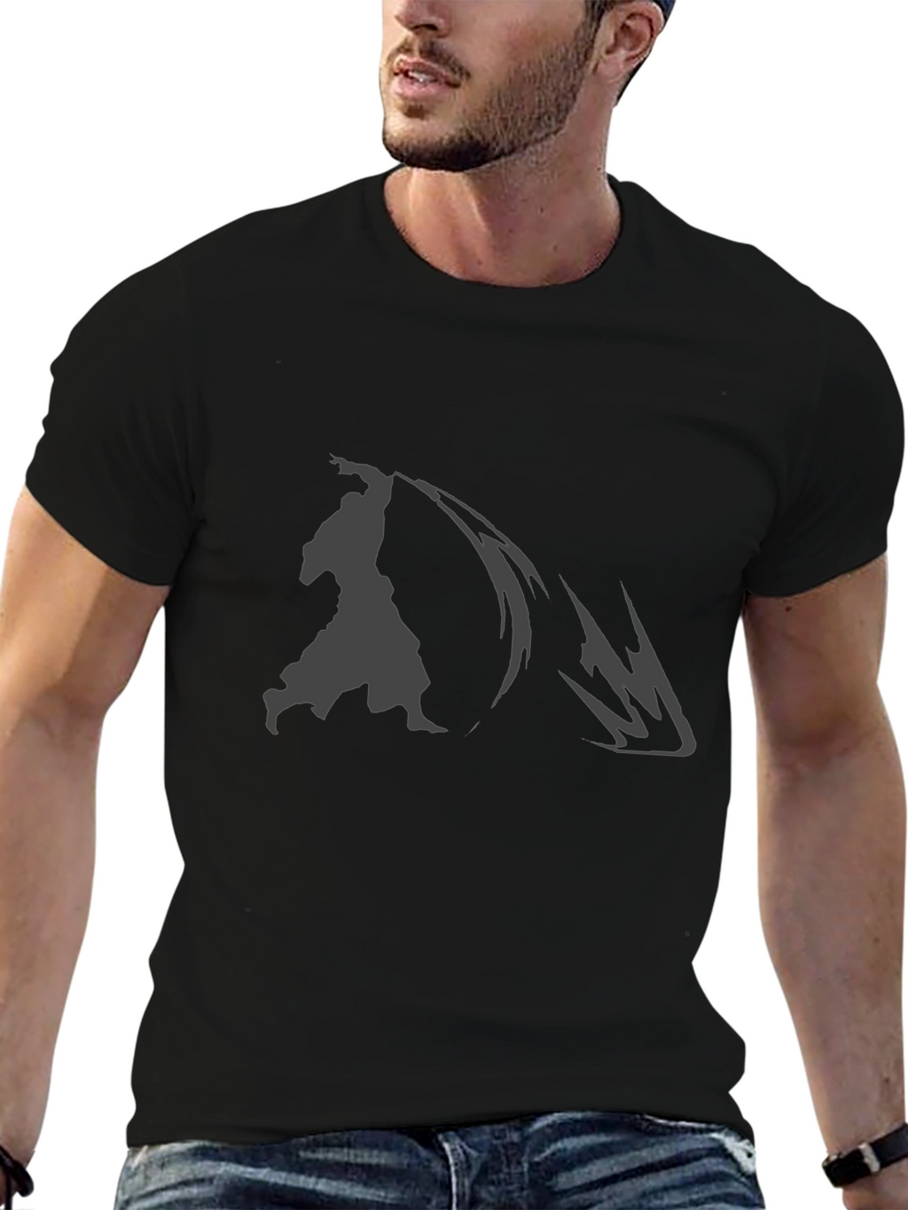Samurai Graphic Print Black T-Shirt
