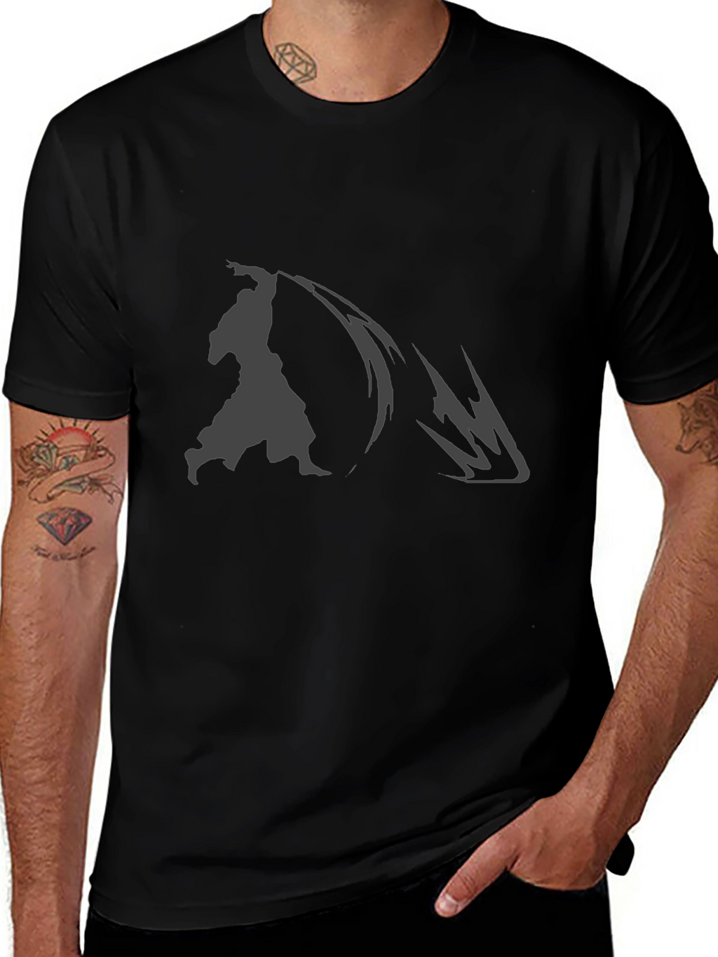 Samurai Graphic Print Black T-Shirt