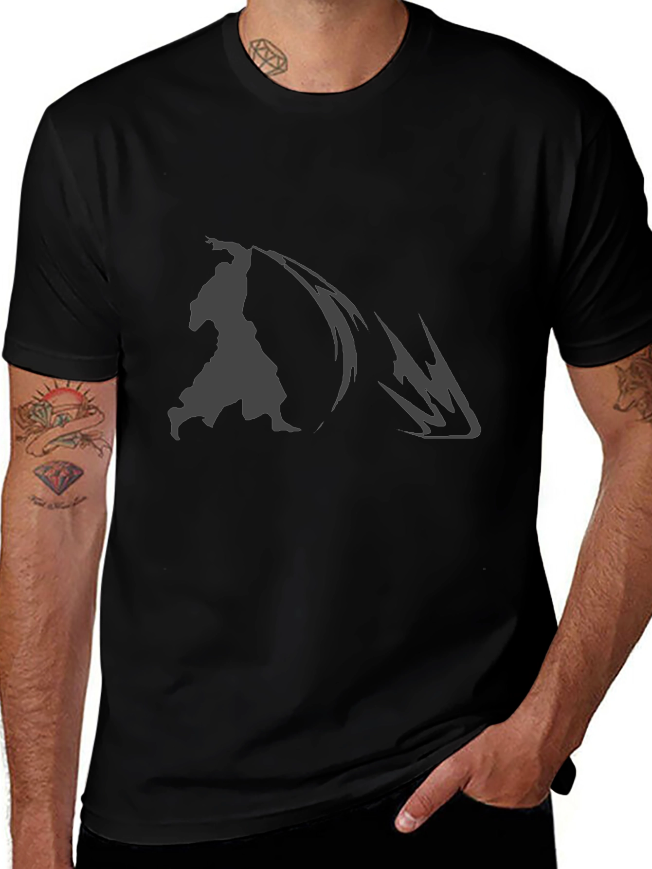 Samurai Graphic Print Black T-Shirt