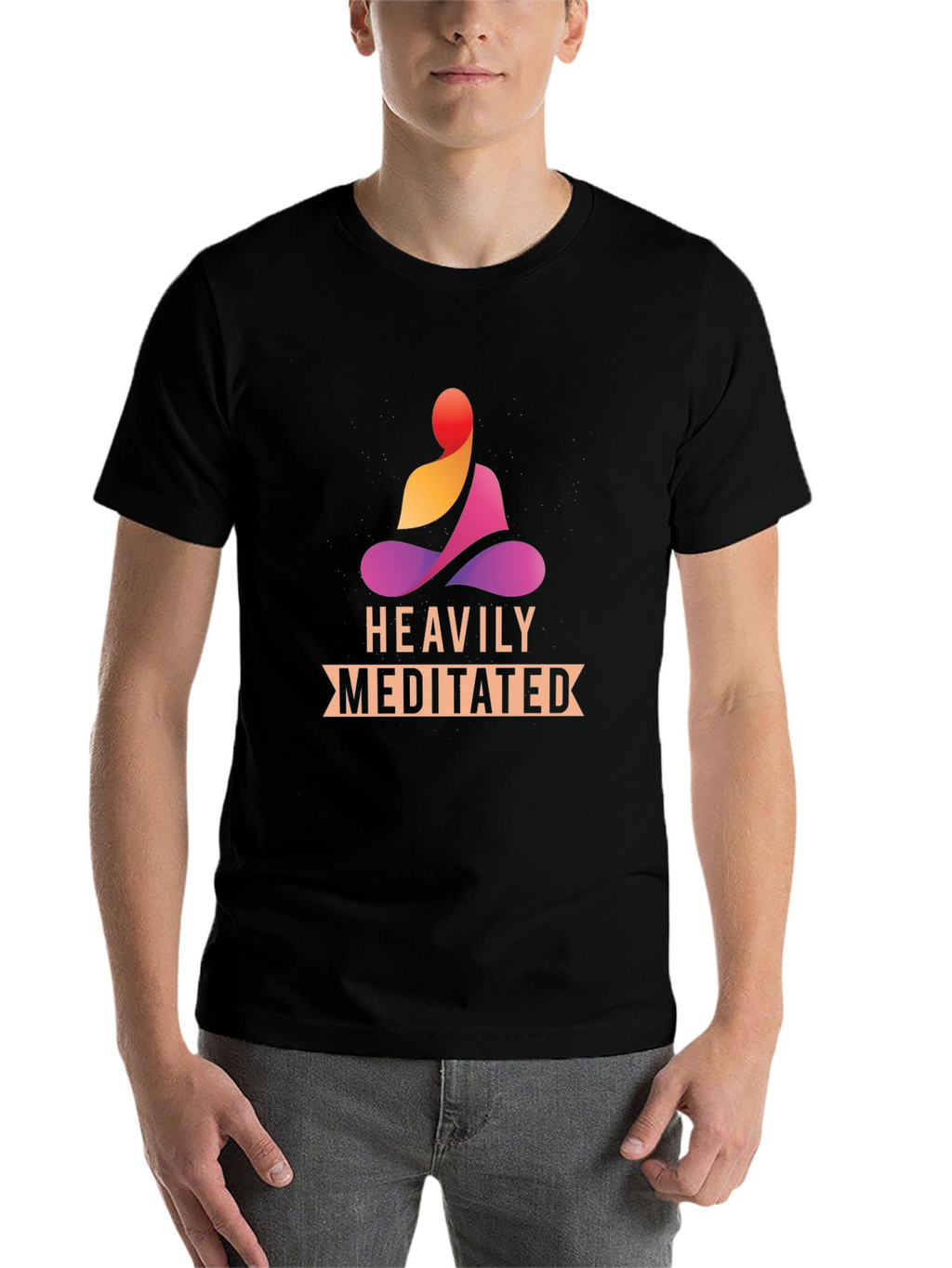 Heavily Meditated Black T-Shirt - Zen Vibes