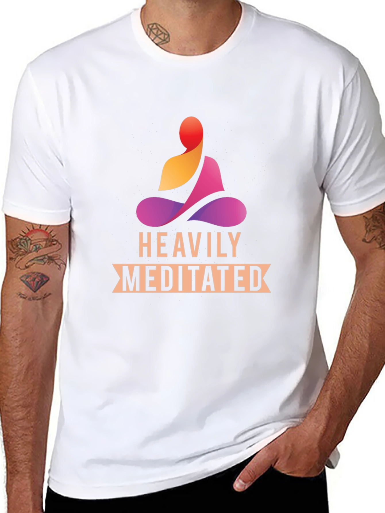 Heavily Meditated Black T-Shirt - Zen Vibes
