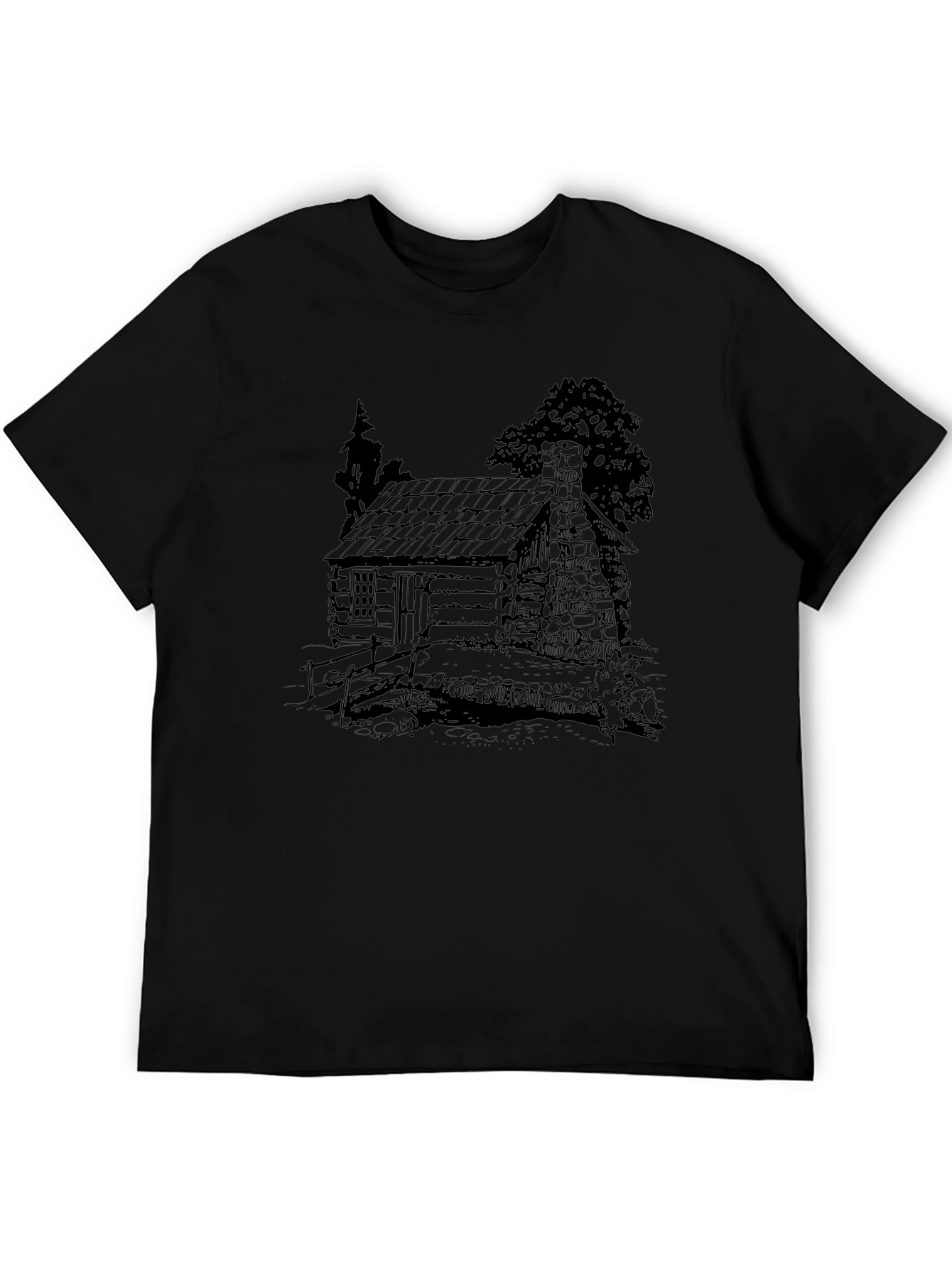 Cabin Sketch T-Shirt - Classic Black Tee