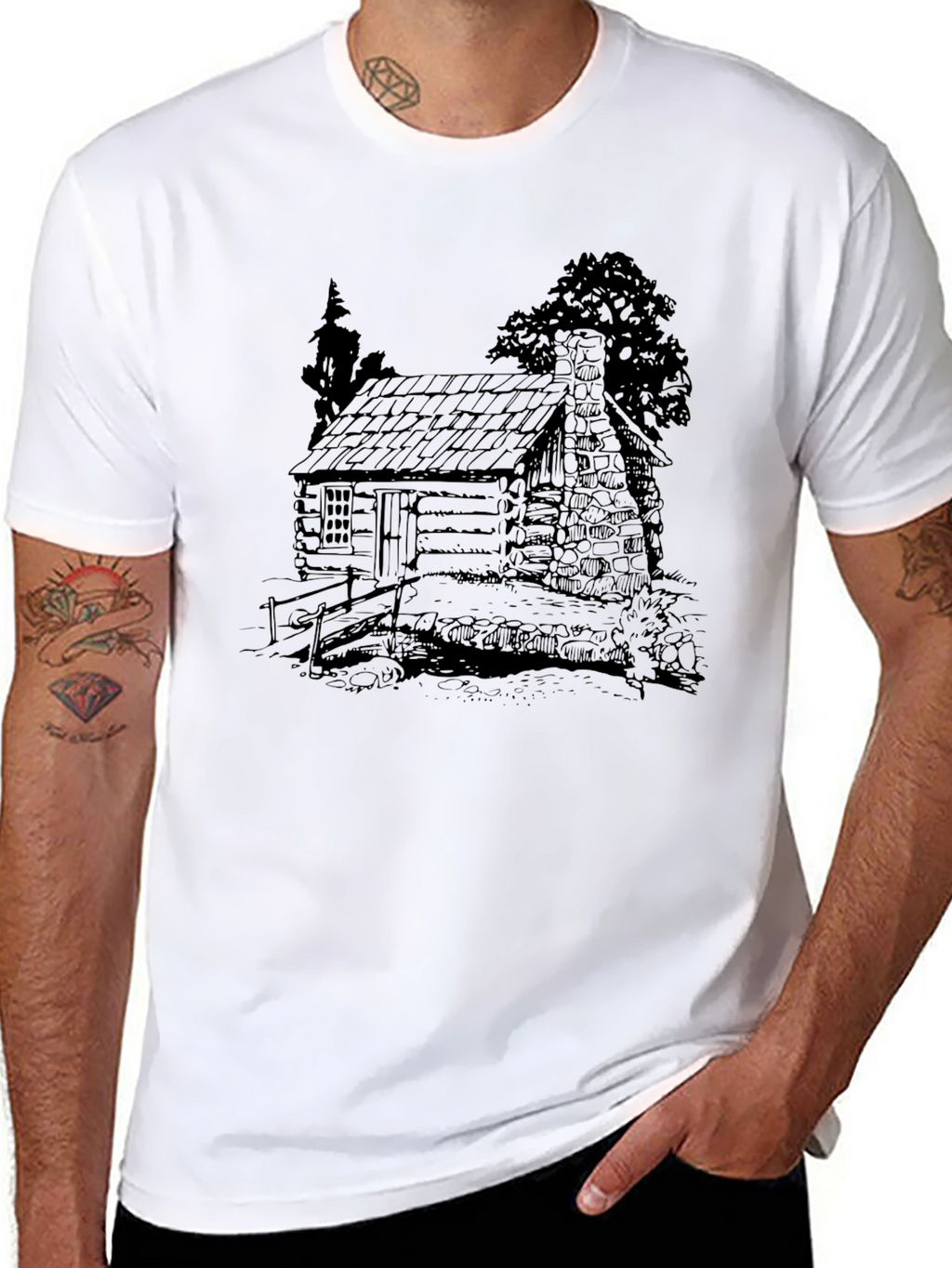 Cabin Sketch T-Shirt - Classic Black Tee