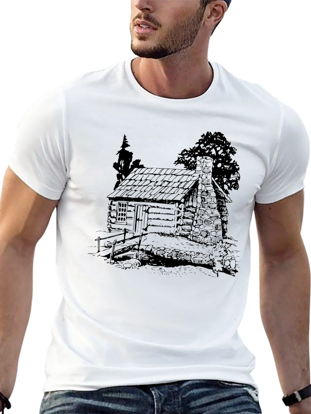Cabin Sketch T-Shirt - Classic Black Tee