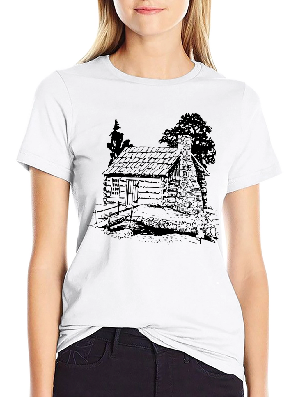 Cabin Sketch T-Shirt - Classic Black Tee