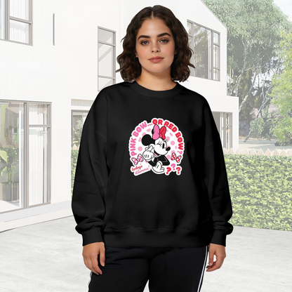 Fun Pink Or Red Bow Minnie Mouse Graphic Crewneck SweatshirtDisney Sto...