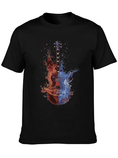 Fire and Ice Guitar Graphic T-Shirt