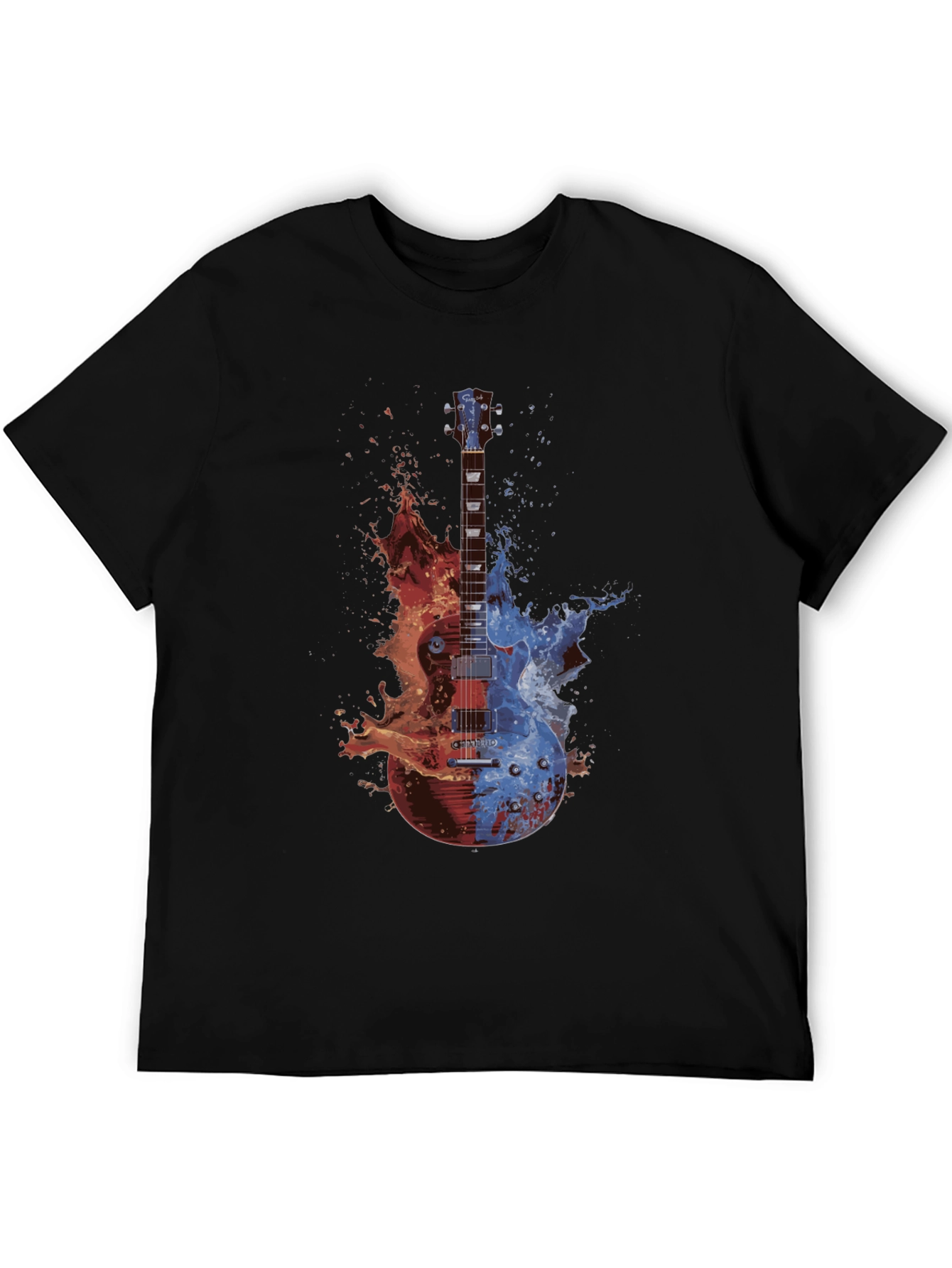 Fire and Ice Guitar Graphic T-Shirt