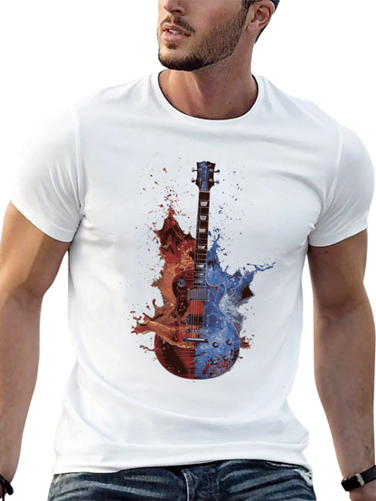 Fire and Ice Guitar Graphic T-Shirt
