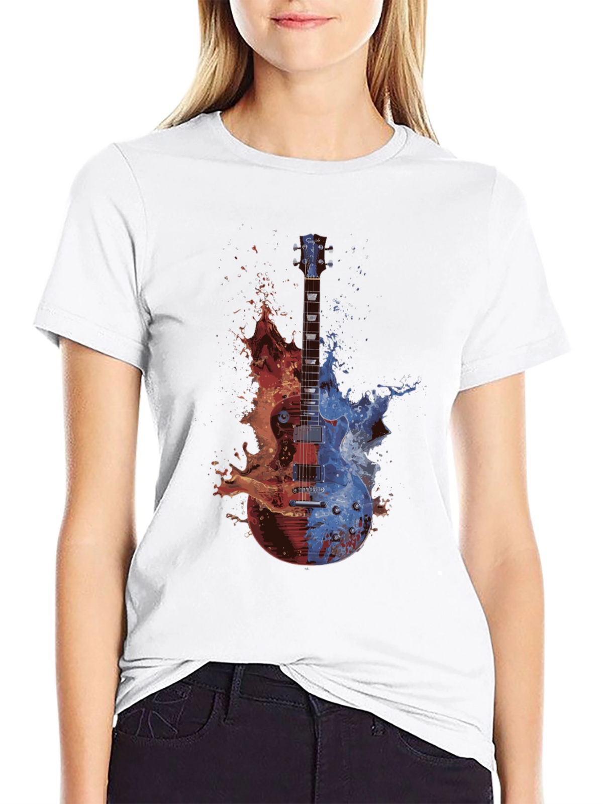 Fire and Ice Guitar Graphic T-Shirt