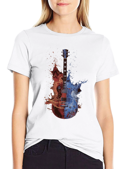 Fire and Ice Guitar Graphic T-Shirt