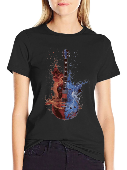 Fire and Ice Guitar Graphic T-Shirt