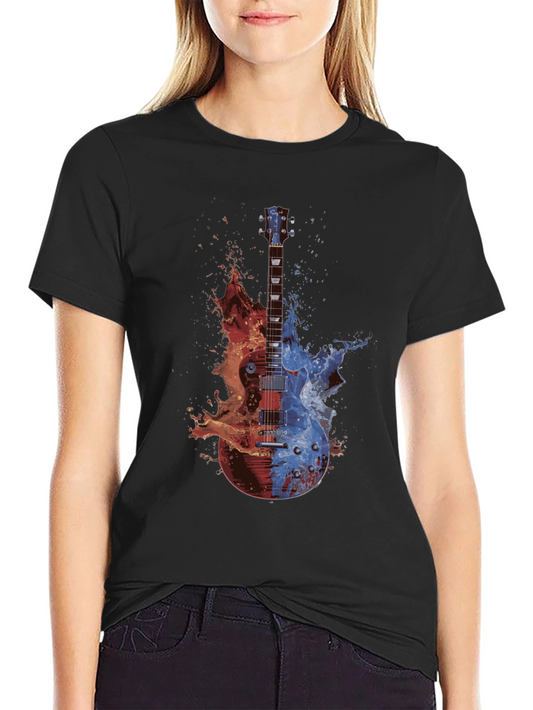 Fire and Ice Guitar Graphic T-Shirt