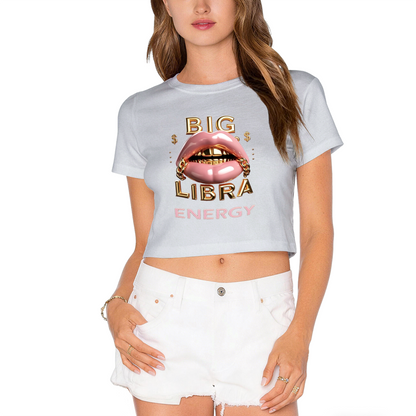 Big Libra Energy Gold Lips Hot Crop Top