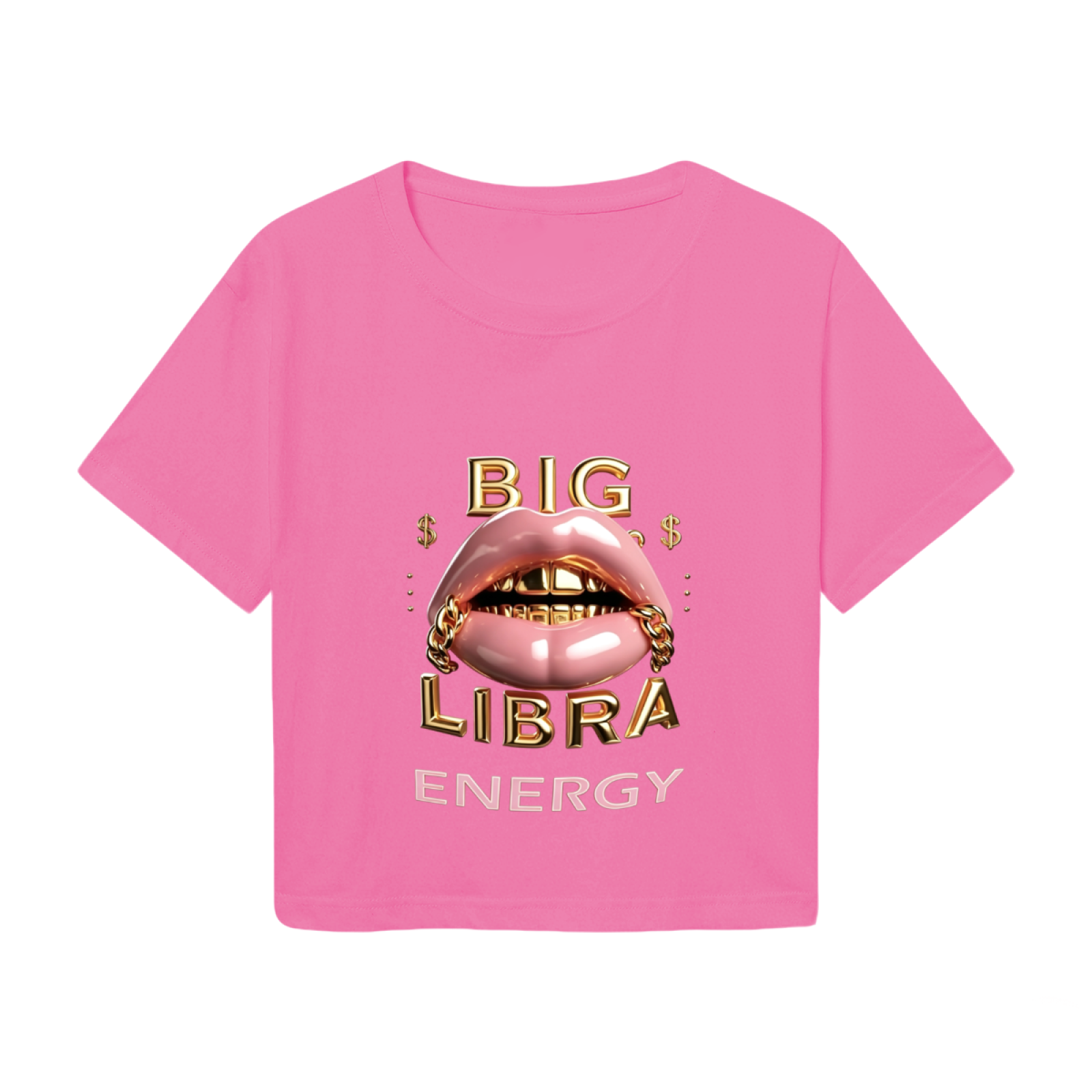Big Libra Energy Gold Lips Hot Crop Top