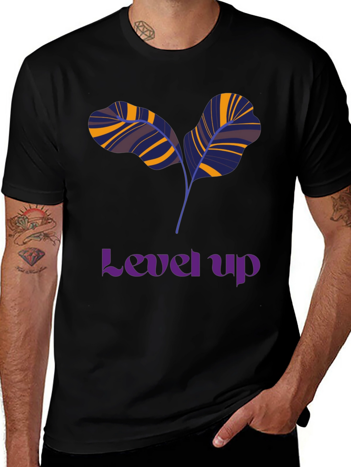 Level Up T-Shirt: Unique Leaf Design