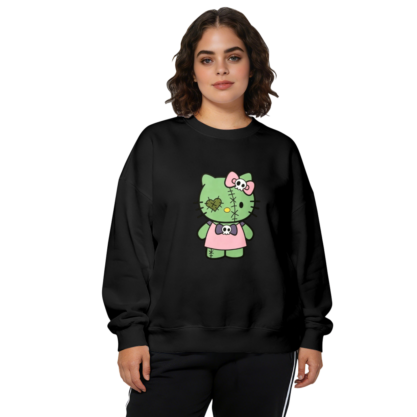 Spooky Zombie Hello Kitty Gothic Crewneck Sweatshirt