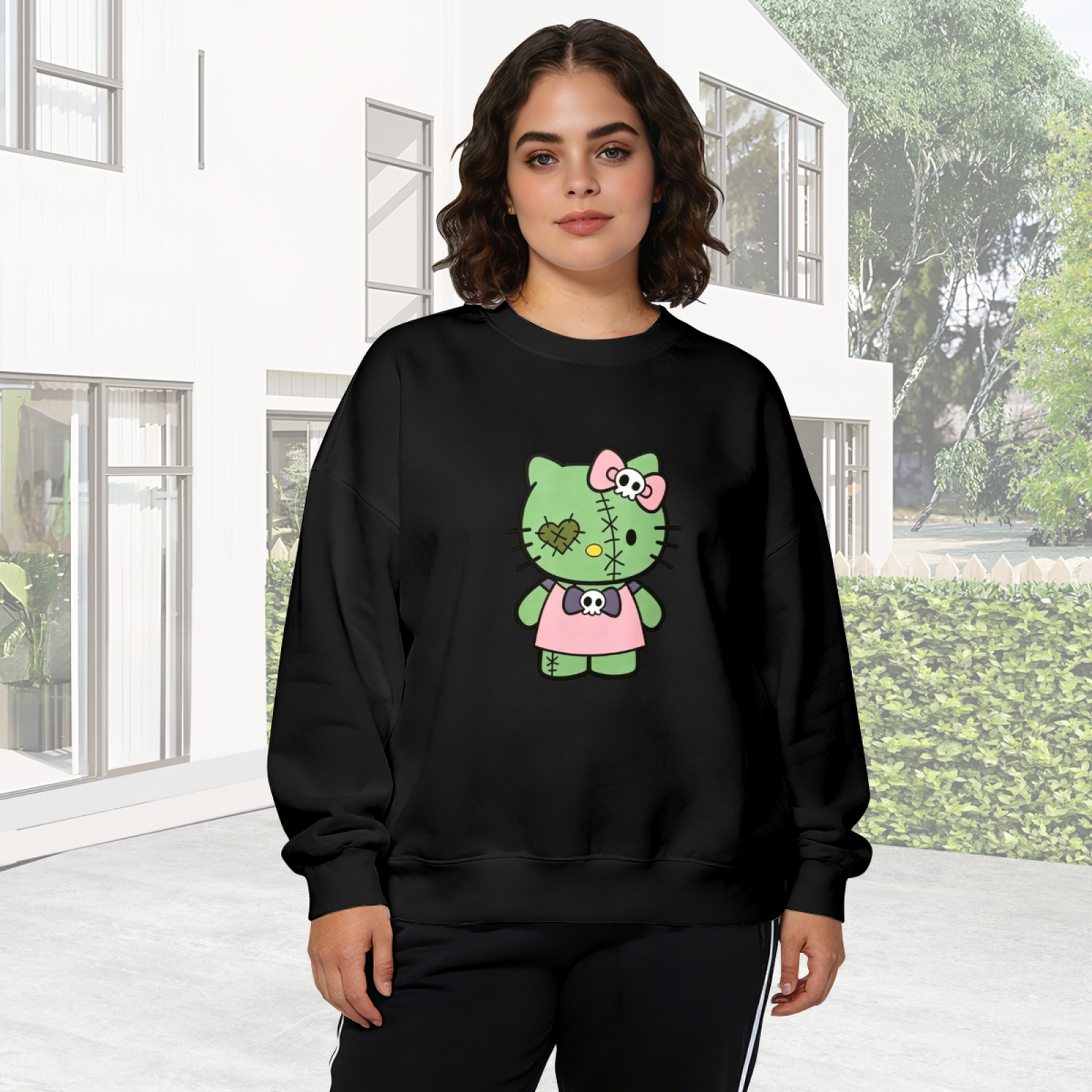 Spooky Zombie Hello Kitty Gothic Crewneck Sweatshirt