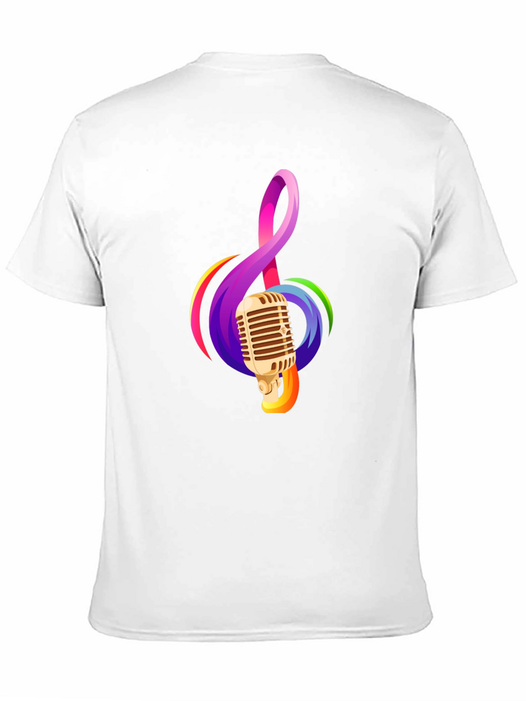Retro Microphone & Musical Note Black T-Shirt