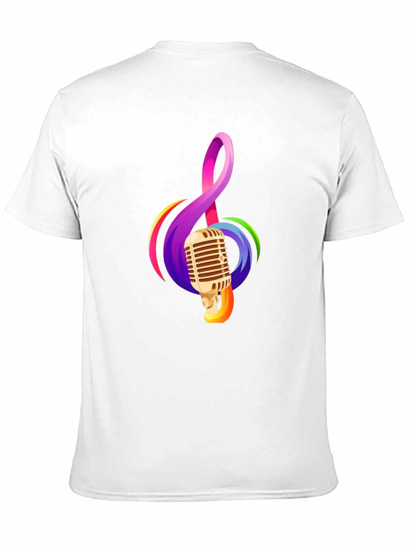 Retro Microphone & Musical Note Black T-Shirt