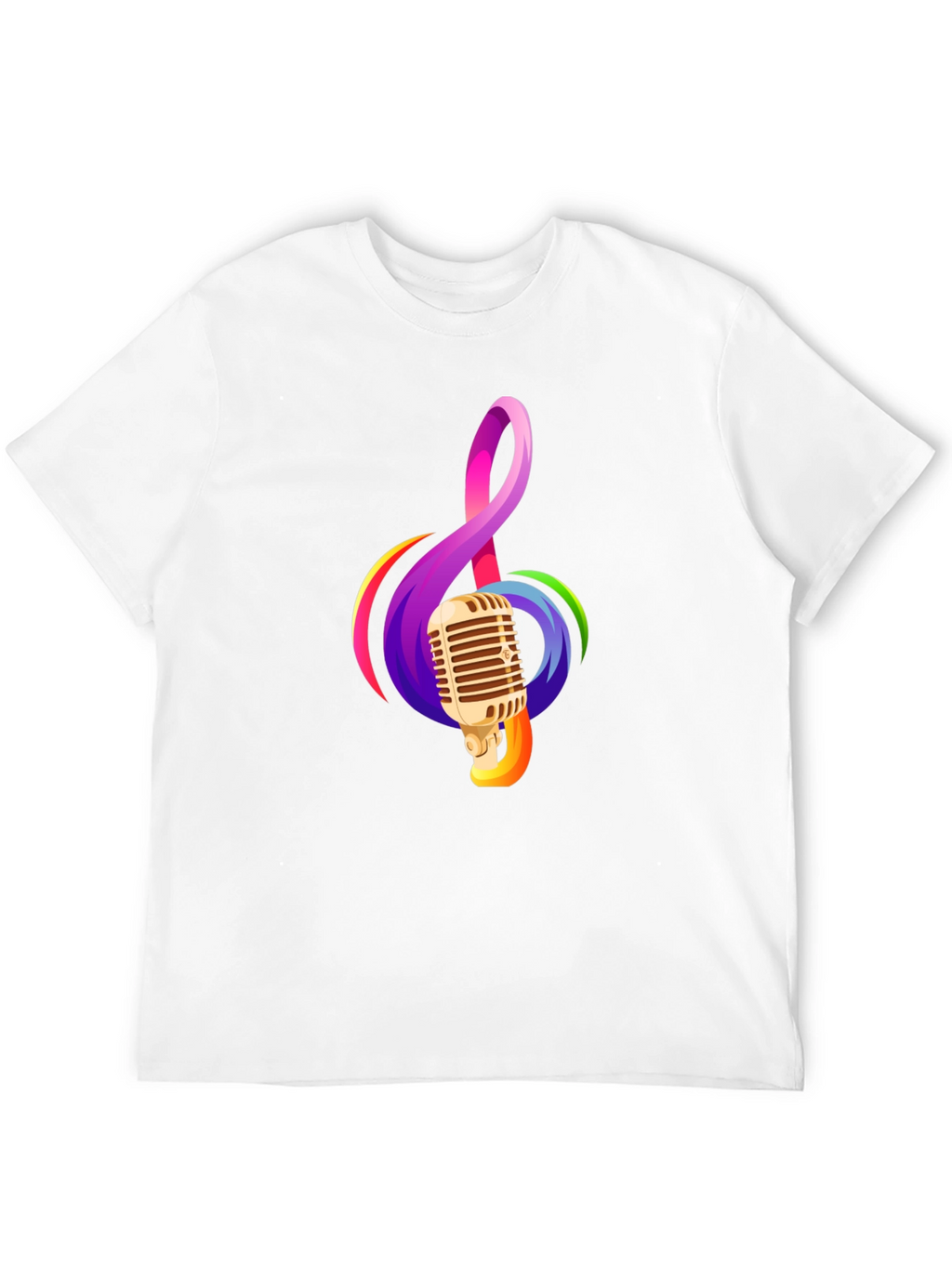 Retro Microphone & Musical Note Black T-Shirt