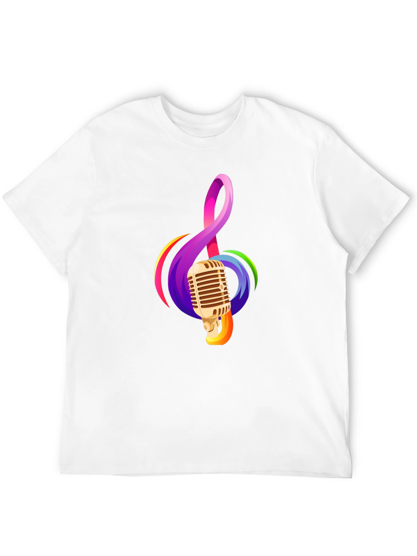 Retro Microphone & Musical Note Black T-Shirt