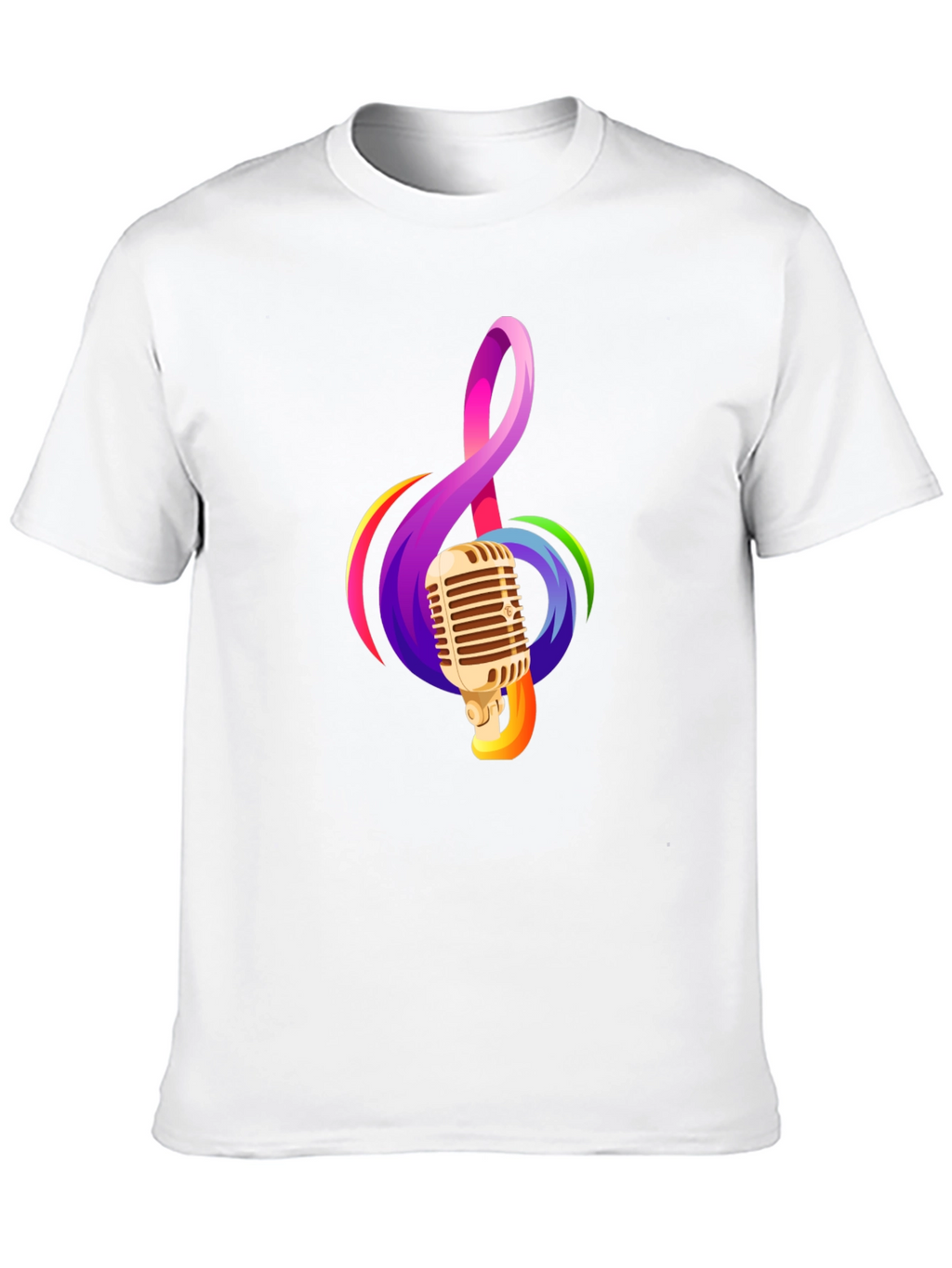Retro Microphone & Musical Note Black T-Shirt