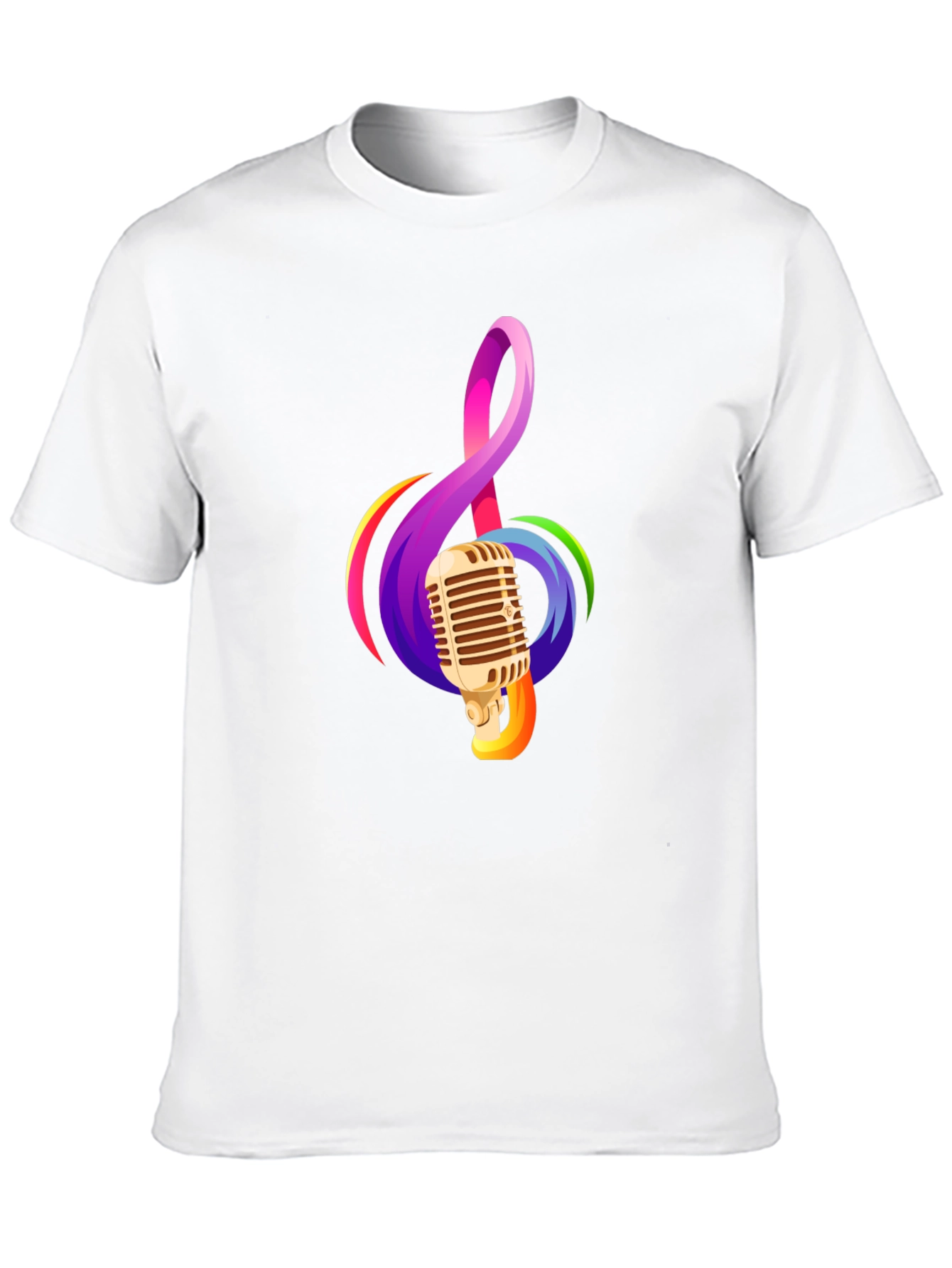 Retro Microphone & Musical Note Black T-Shirt