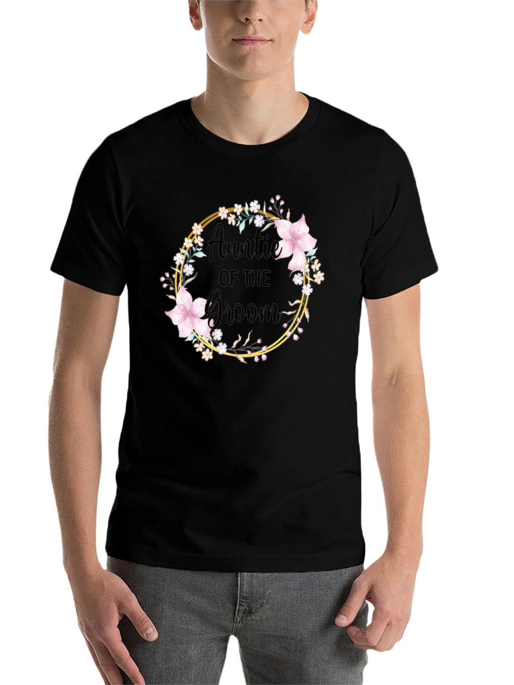 Auntie of the Groom Floral Wreath T-Shirt