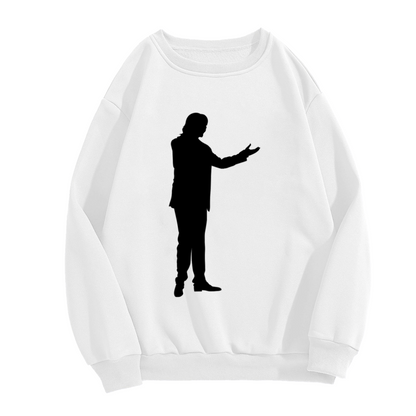 Man In Suit Silhouette Crewneck Sweatshirt, Minimalist Presenter Graphic Pullover, Business Gift