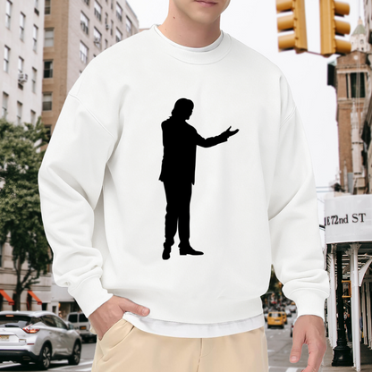 Man In Suit Silhouette Crewneck Sweatshirt, Minimalist Presenter Graphic Pullover, Business Gift