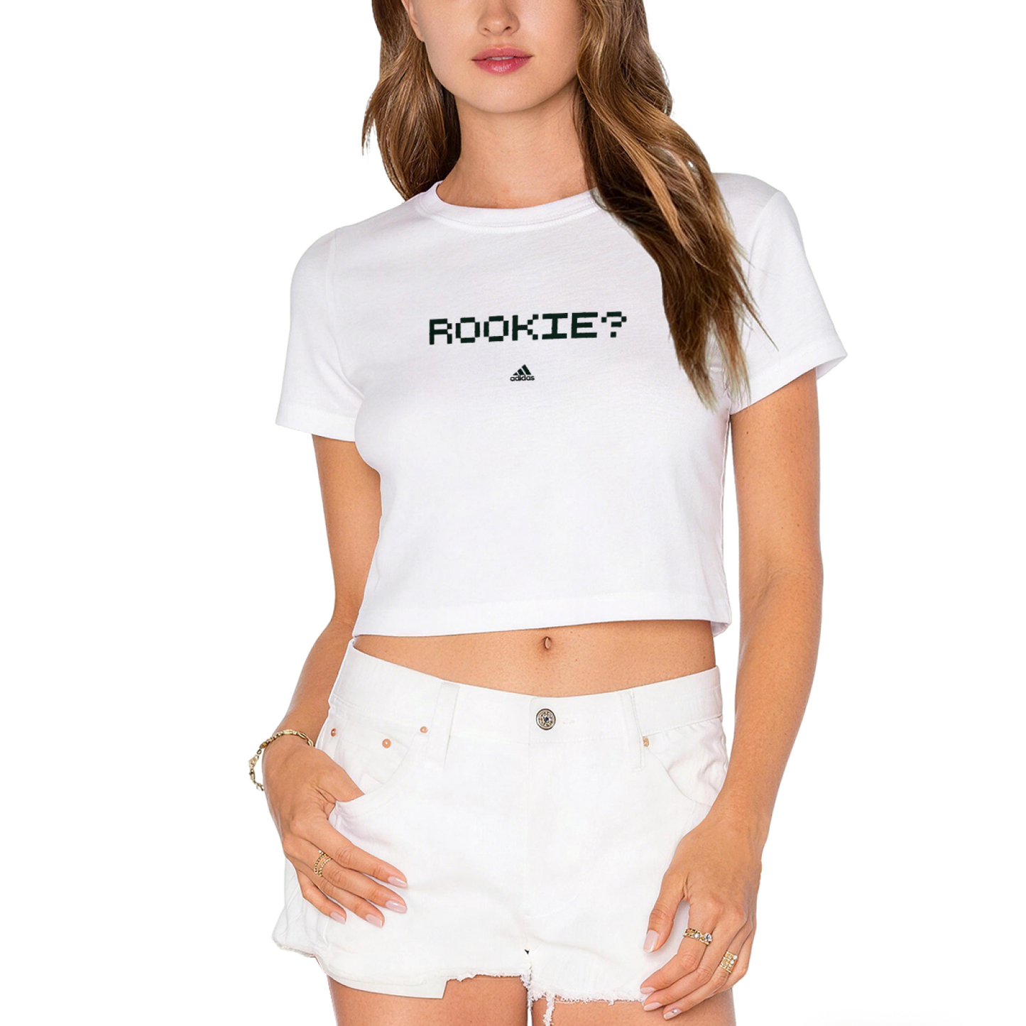 Rookie Pixel Letter Print Streetwear Crop Tee