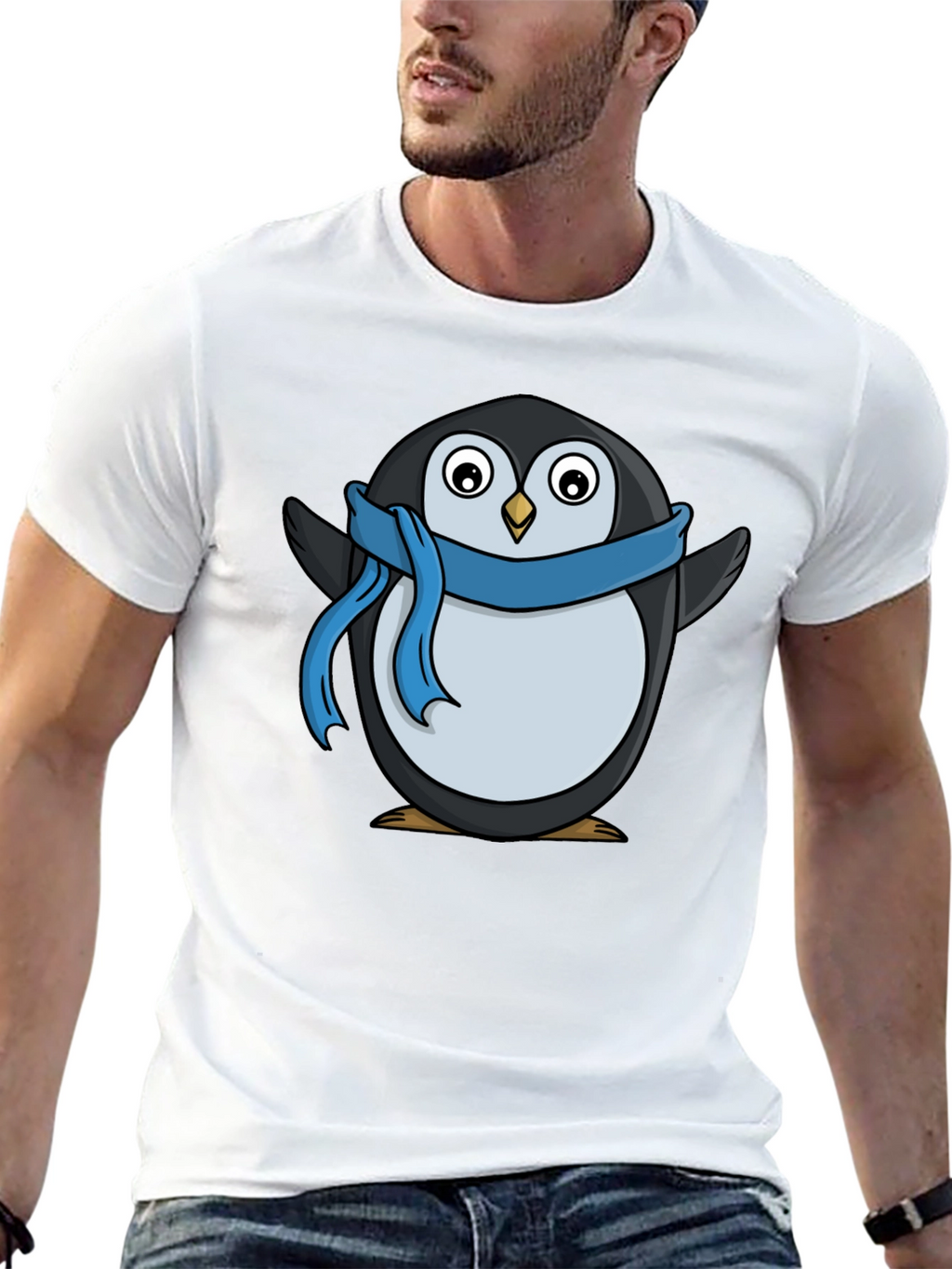 Penguin Scarf T-Shirt - Black
