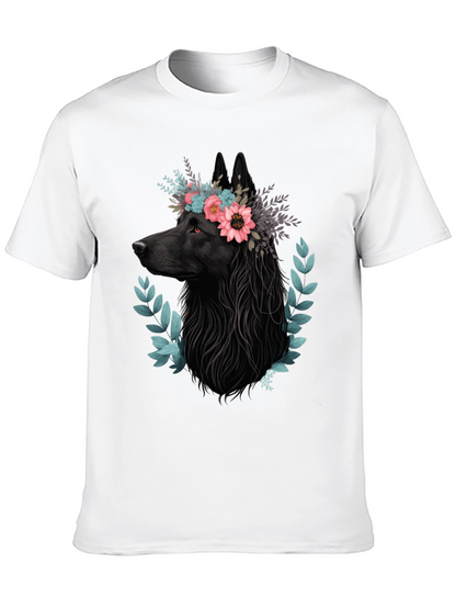 Black Wolf Floral Crown T-Shirt
