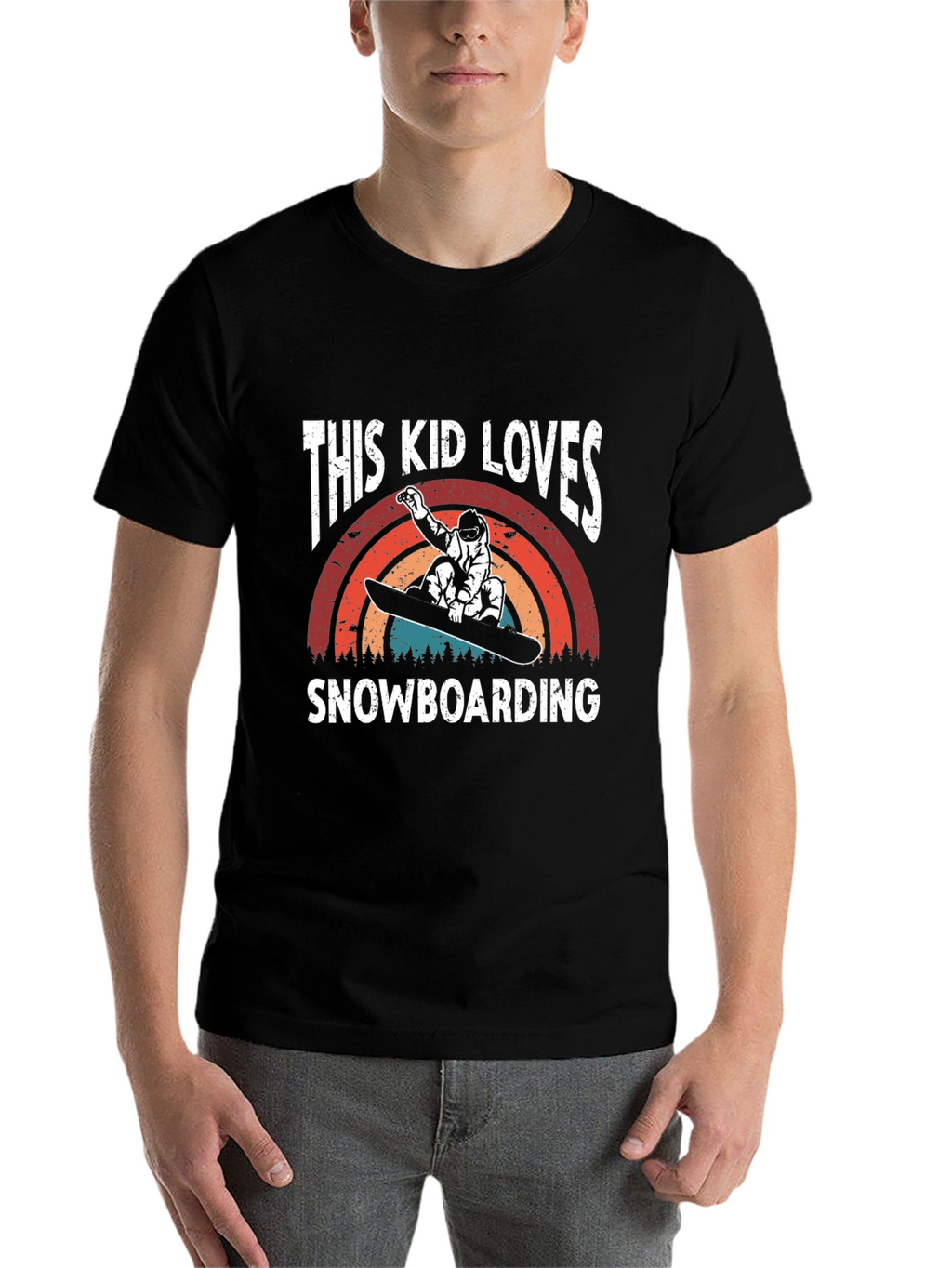 This Kid Loves Snowboarding T-Shirt - Black
