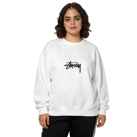 Streetwear Graffiti Signature Logo White Crewneck Sweatshirt