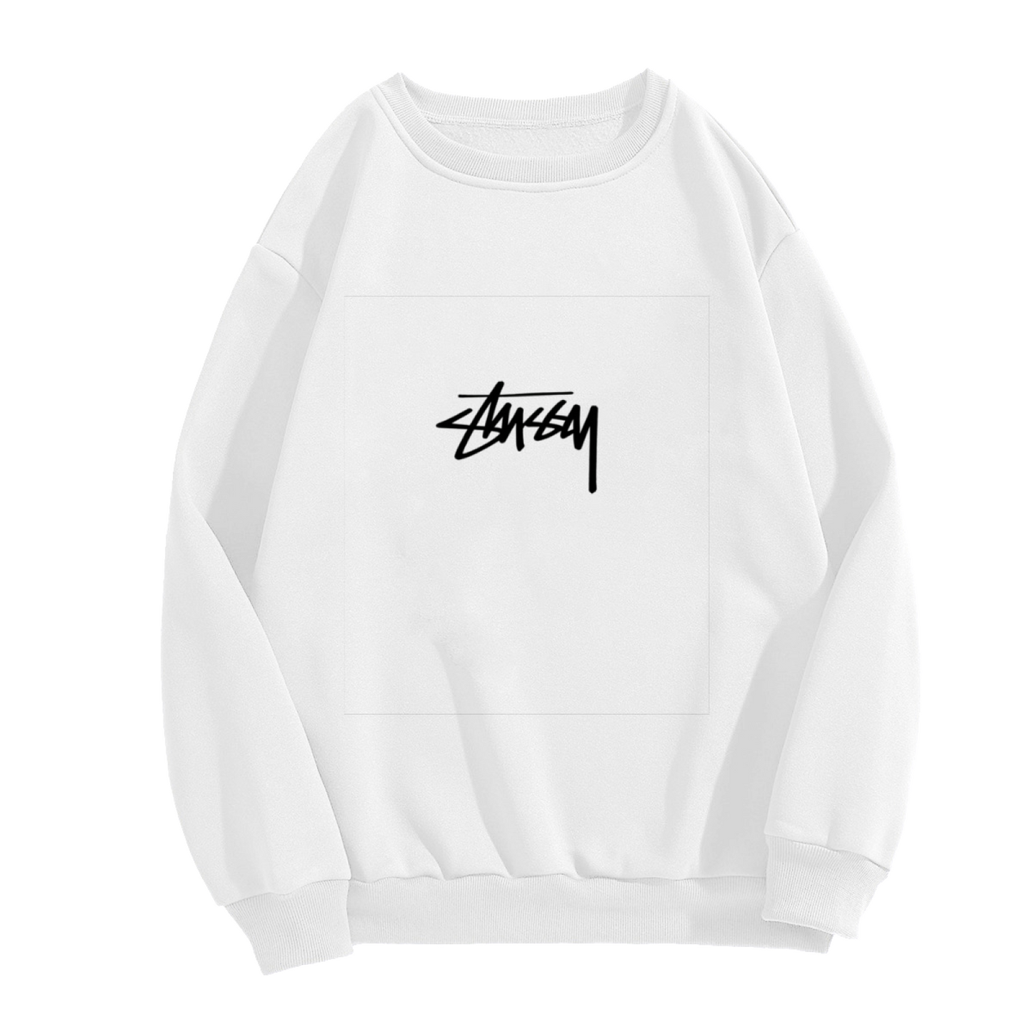 Streetwear Graffiti Signature Logo White Crewneck Sweatshirt