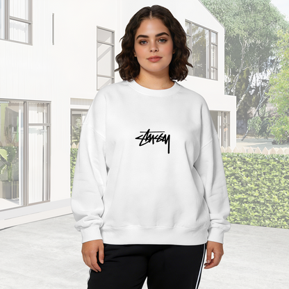 Streetwear Graffiti Signature Logo White Crewneck Sweatshirt