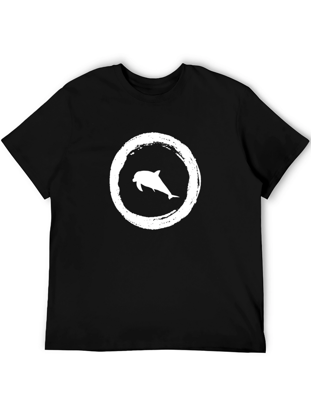 Dolphin Circle Graphic Tee - Black Casual T-Shirt